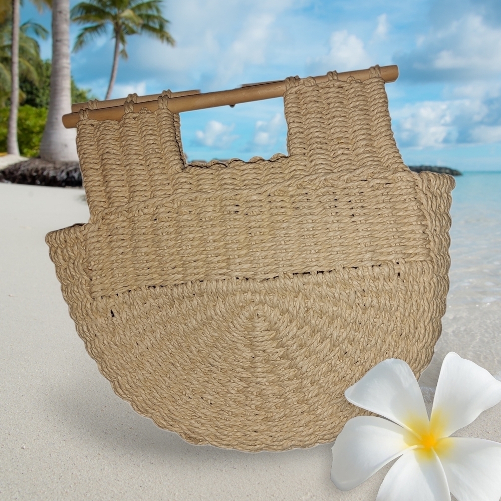 Free People Round Raffia Tote